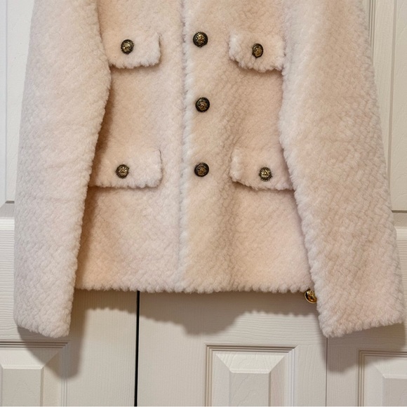 Cream Fuzzy Button-Front Jacket - Picture 4 of 13